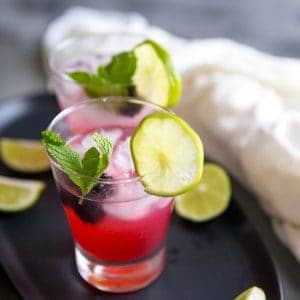 vodka gimlet with blackberries