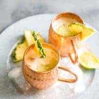 Pina Colada Moscow Mule Drink on a tray