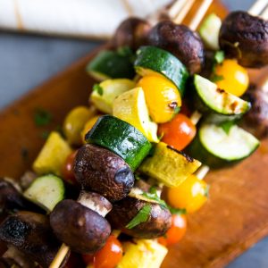 vegetable kabobs close up