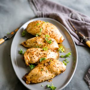 balsamic chicken grey platter