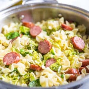 cabbage and noodles with sausage