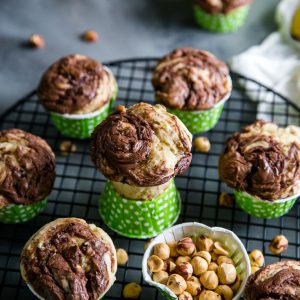 Banana nut muffins one on a baking cup