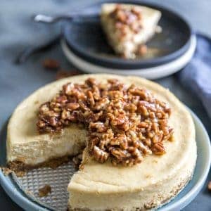 pecan pie cheesecake one slice out