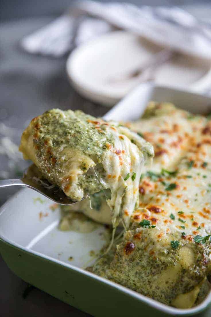 Turkey and Pesto Lasagna Rolls