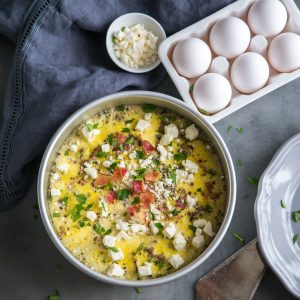 Breakfast egg casserole whole with feta