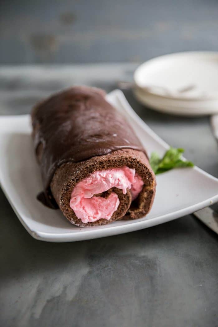 Chocolate Peppermint Ice Cream Cake Roll