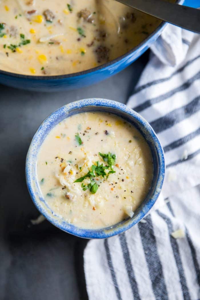 Skinny Sausage and Corn Chowder