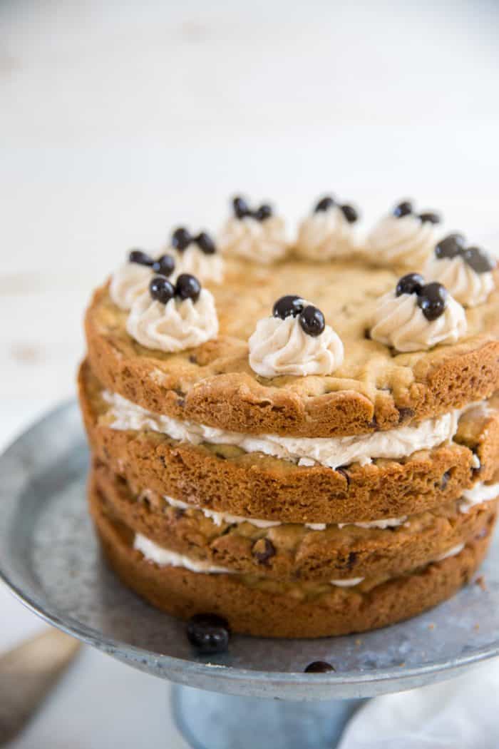 Chocolate Chip Cookie Cake with Mocha Buttercream