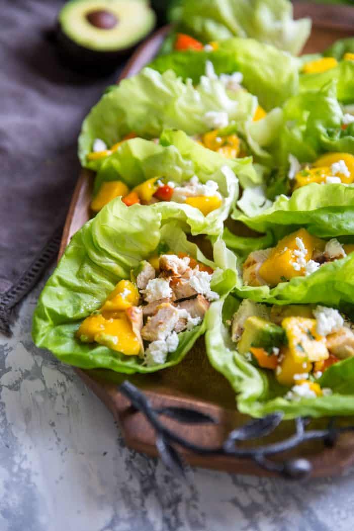 Chicken Lettuce Wraps with Mango Salsa | LemonsforLulu.com