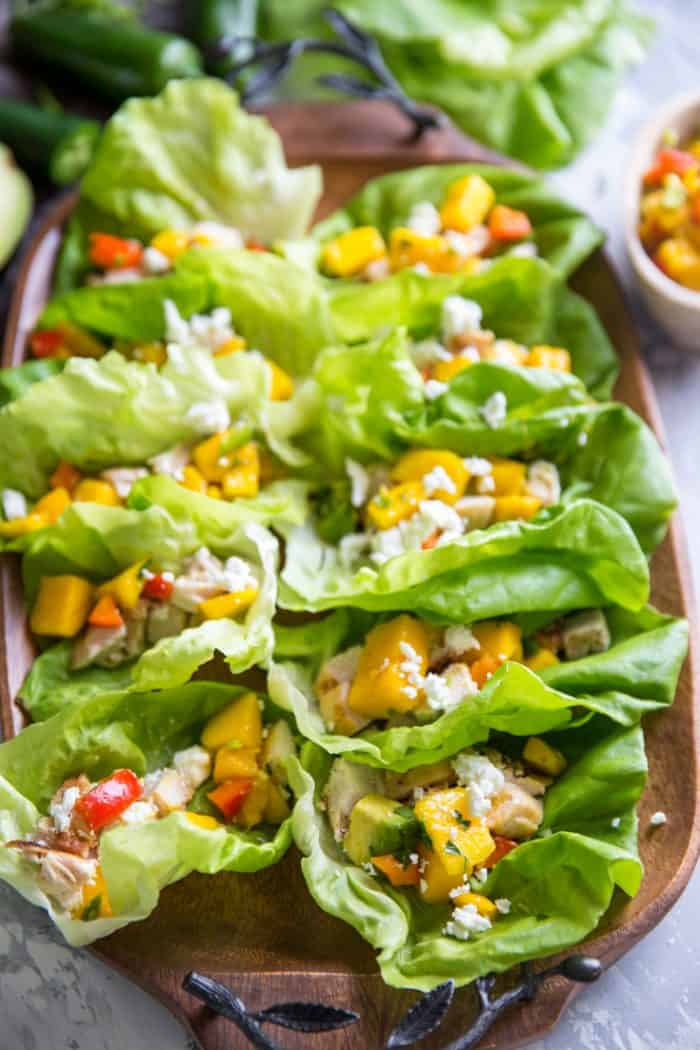 Chicken Lettuce Wraps with Mango Salsa | LemonsforLulu.com