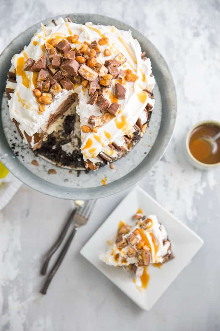 Snickers Ice Cream Cake Recipe | LemonsforLulu.com